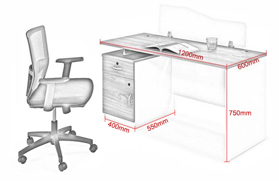 电脑办公桌尺寸图