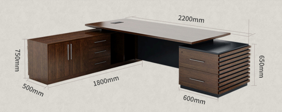 简约现代老板桌尺寸图